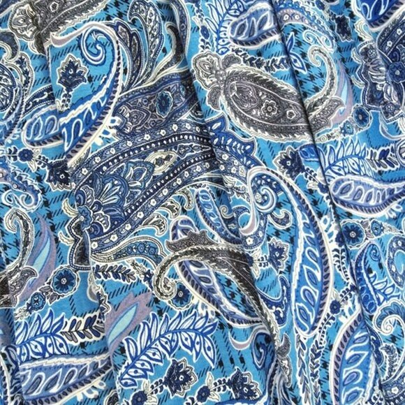 LilBetter Women's Maxi Dress Size XL Blue White Paisley Stretch Knit Pockets - Picture 6 of 14